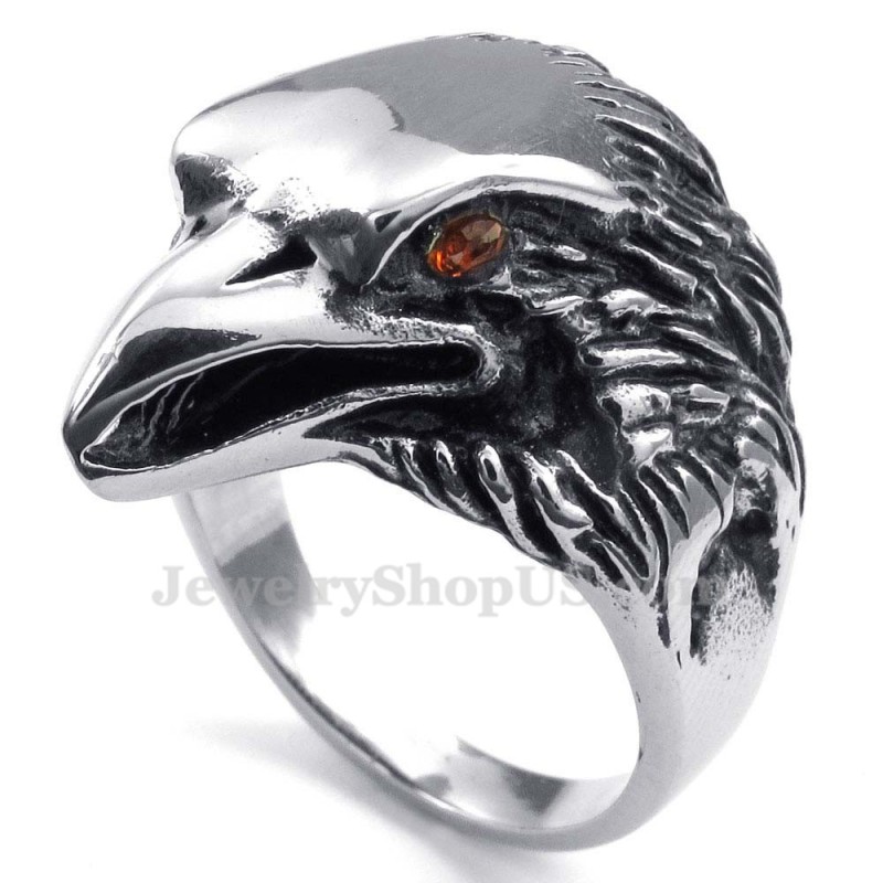 Anello In Titanio Con Aquila E Occhi Rossi Anello In Titanio Con Aquila E Occhi Rossi