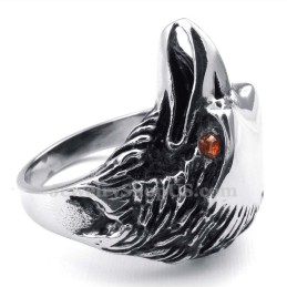 Anello In Titanio Con Aquila E Occhi Rossi
