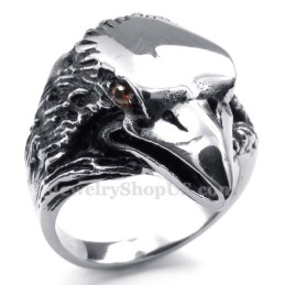 Anello In Titanio Con Aquila E Occhi Rossi