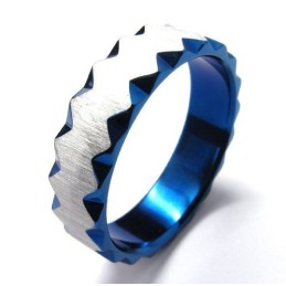 Anello Unisex In Titanio Blu Da 6 Mm