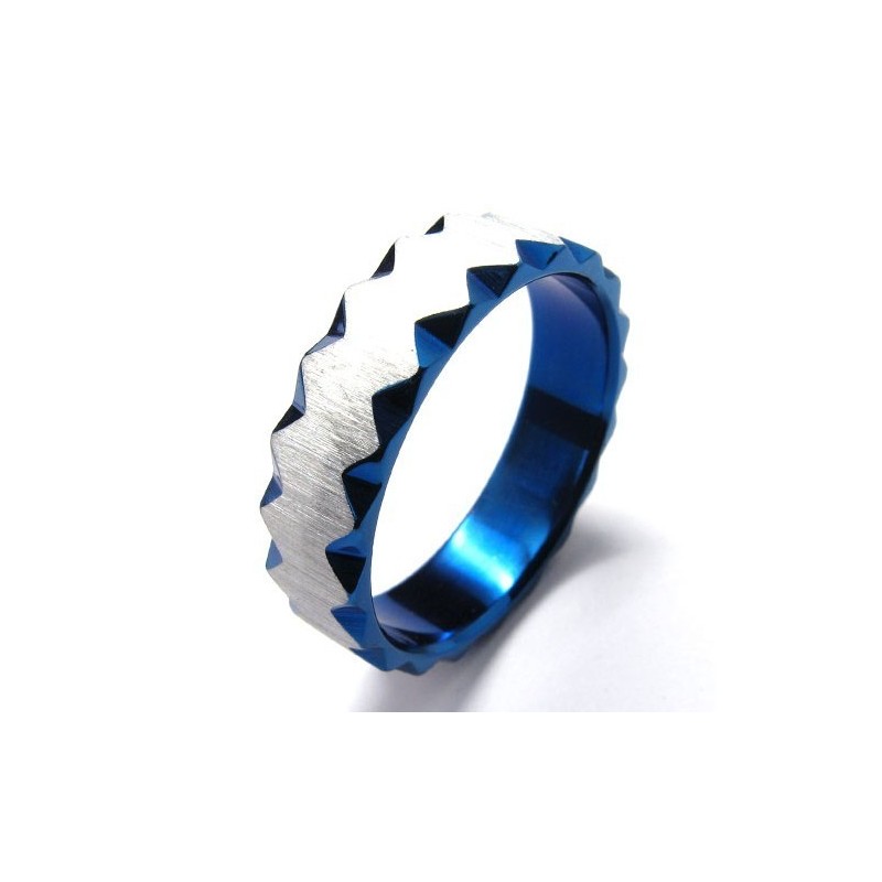 Anello Unisex In Titanio Blu Da 6 Mm Anello Unisex In Titanio Blu Da 6 Mm