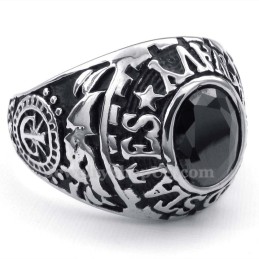 Anello In Titanio Con Zircone Nero Intarsiato
