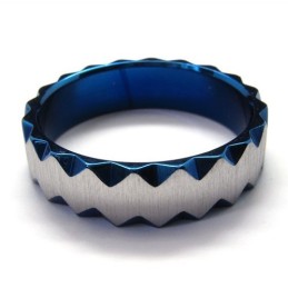 Anello Unisex In Titanio Blu Da 6 Mm