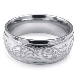Anello Con Motivo Di Corrosione In Titanio