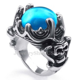 Anello In Titanio Con Zircone Blu