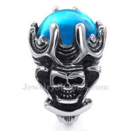 Anello In Titanio Con Zircone Blu