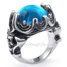 Anello In Titanio Con Zircone Blu