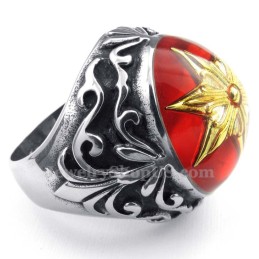 Anello In Titanio Con Stella Di David In Oro