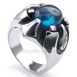 Anello In Titanio Con Zircone Blu