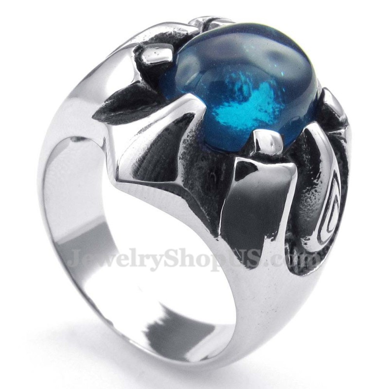 Anello In Titanio Con Zircone Blu Anello In Titanio Con Zircone Blu
