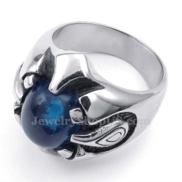 Anello In Titanio Con Zircone Blu