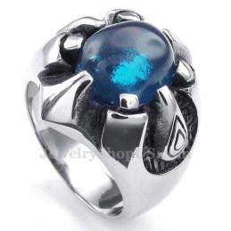 Anello In Titanio Con Zircone Blu