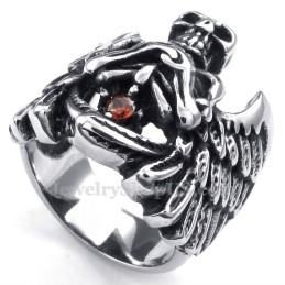 Anello In Titanio Con Teschio E Ala