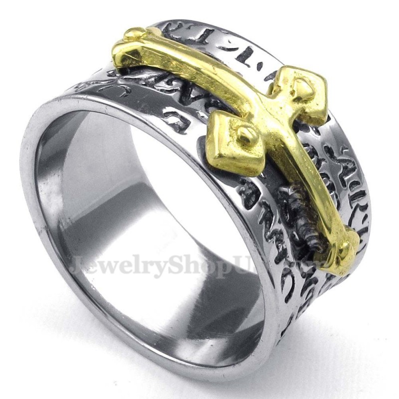 Anello Con Croce In Titanio E Oro Anello Con Croce In Titanio E Oro