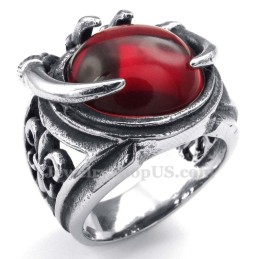 Anello In Titanio Con Zircone Rosso