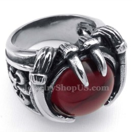 Anello In Titanio Con Zircone Rosso
