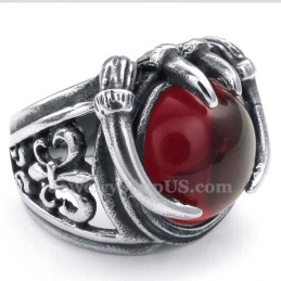 Anello In Titanio Con Zircone Rosso