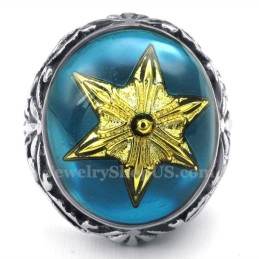 Anello In Titanio Con Stella Di David In Oro