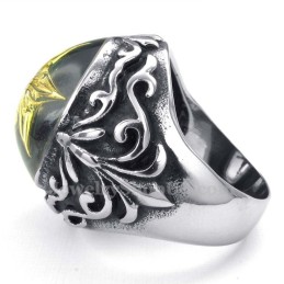 Anello In Titanio Con Stella Di David In Oro