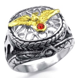 Anello In Titanio E Oro Con Zircone Rosso