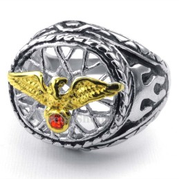Anello In Titanio E Oro Con Zircone Rosso