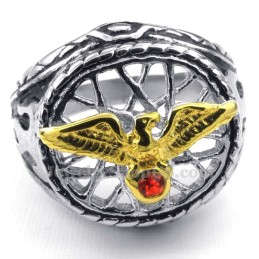 Anello In Titanio E Oro Con Zircone Rosso
