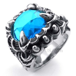 Anello In Titanio Con Zircone Blu