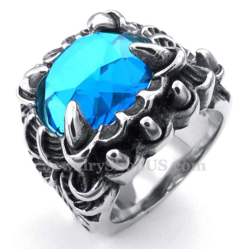 Anello In Titanio Con Zircone Blu Anello In Titanio Con Zircone Blu