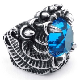Anello In Titanio Con Zircone Blu
