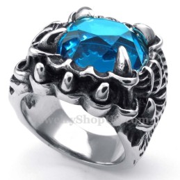 Anello In Titanio Con Zircone Blu