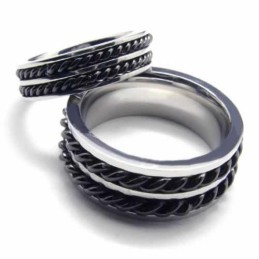 Anello In Titanio Da 5 Mm Con Due Scanalature E Fascia A Catena