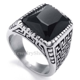 Anello Da Uomo In Titanio Con Zircone Nero