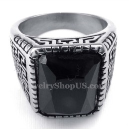 Anello Da Uomo In Titanio Con Zircone Nero