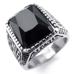 Anello Da Uomo In Titanio Con Zircone Nero