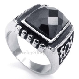 Anello In Titanio Con Zircone Nero