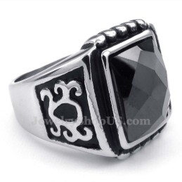 Anello In Titanio Con Zircone Nero