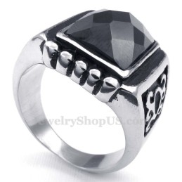 Anello In Titanio Con Zircone Nero