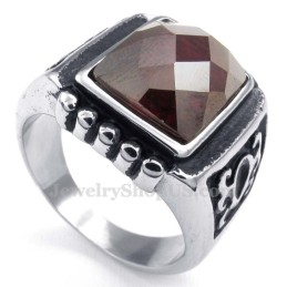 Anello In Titanio Con Zircone Rosso