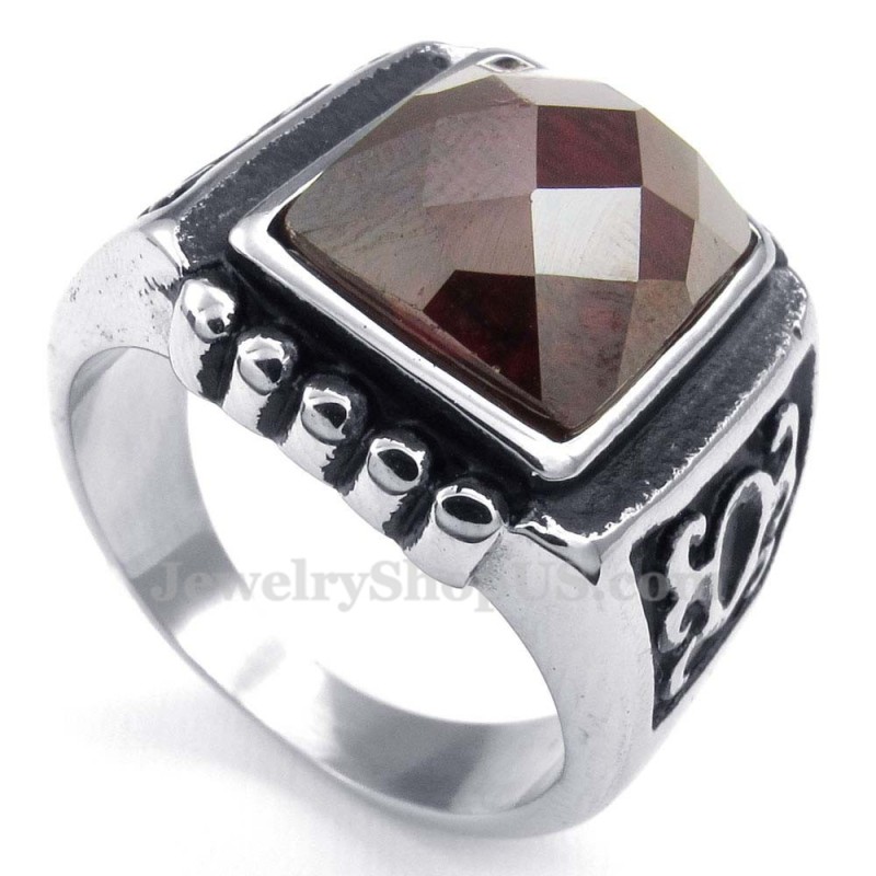 Anello In Titanio Con Zircone Rosso Anello In Titanio Con Zircone Rosso