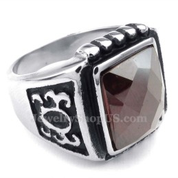 Anello In Titanio Con Zircone Rosso