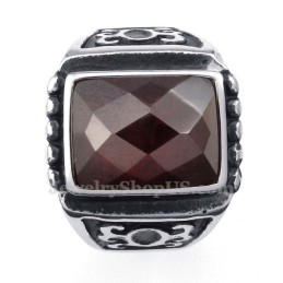 Anello In Titanio Con Zircone Rosso