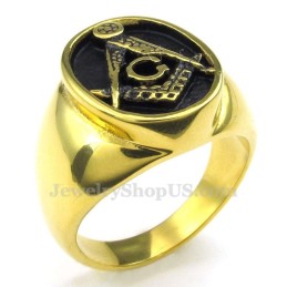 Anello Massonico In Titanio Oro