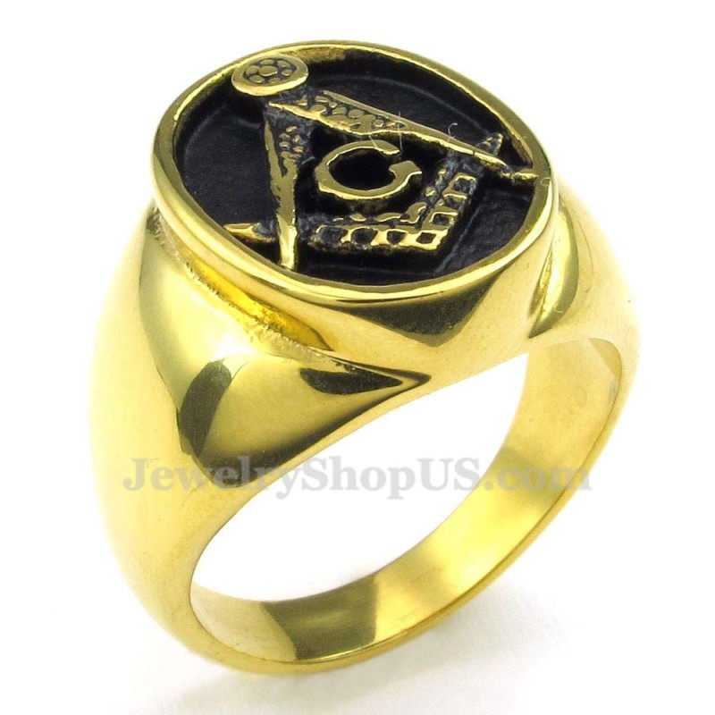 Anello Massonico In Titanio Oro Anello Massonico In Titanio Oro