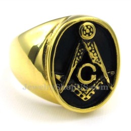 Anello Massonico In Titanio Oro