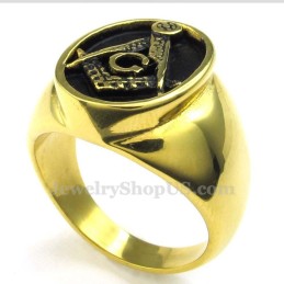 Anello Massonico In Titanio Oro