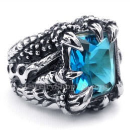 Anello In Titanio Con Zircone Blu