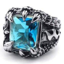 Anello In Titanio Con Zircone Blu