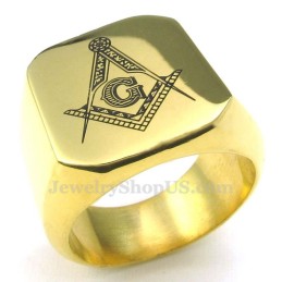 Anello Massonico In Titanio Oro