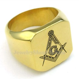 Anello Massonico In Titanio Oro