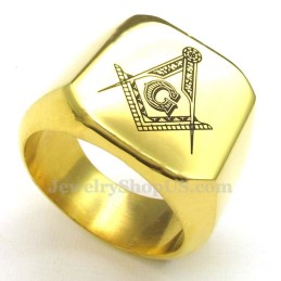 Anello Massonico In Titanio Oro